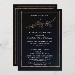 Schwarze und goldene Blumenfeier Einladung