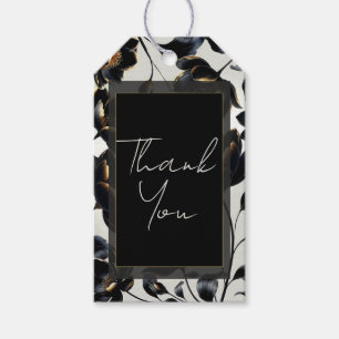 Schwarze und goldene Blumengreige-Hochzeit Geschenkanhänger