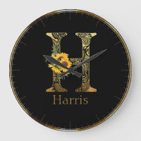Schwarze und goldene Buchstaben H Sonnenblumen Run