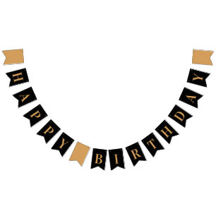 Schwarze und goldene chic Happy Birthday-Dekoratio Wimpelkette