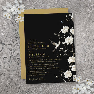 Schwarze und goldene Chinoiserie-Blumengarten-Hoch Einladung
