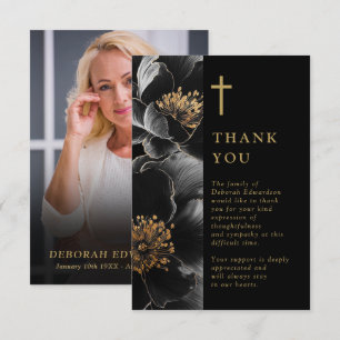 Schwarze und goldene christliche Feier-des-Lebens- Dankeskarte
