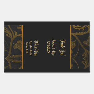 Schwarze und goldene Damasle - Weinetikett Groß 4, Rechteckiger Aufkleber