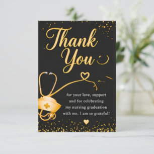 Schwarze und goldene Dankeskarten zur Pflegeausbil Dankeskarte