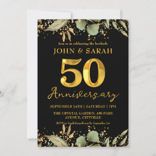 Schwarze und goldene Einladungen zur 50. Jubiläums