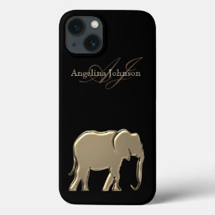 Schwarze und goldene Elefantensilhouette mit Monog Case-Mate iPhone Hülle