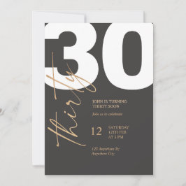 Schwarze und goldene elegante 30. Geburtstagsfeier Einladung