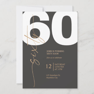 Schwarze und goldene elegante 60. Geburtstagsfeier Einladung