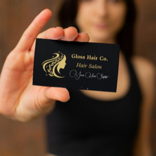 Schwarze und goldene elegante Friseursalon-Visiten Visitenkarte