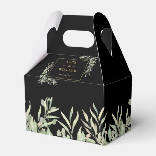 Schwarze und goldene elegante Grüne Hochzeit Geschenkschachtel