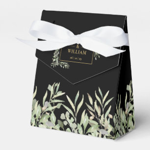 Schwarze und goldene elegante Grüne Pflanzen Hochz Geschenkschachtel