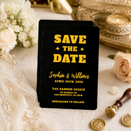 Schwarze und goldene elegante Hochzeit Save The Date