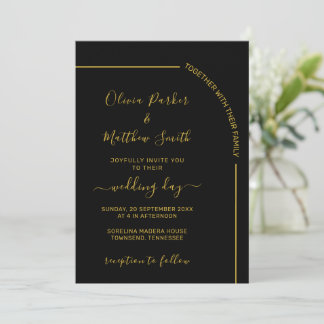 Schwarze und goldene elegante minimalistische Hoch Einladung