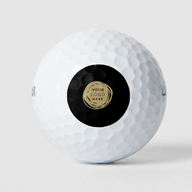 Schwarze und goldene Firmenlogos Golfball (Vorderseite)