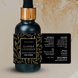 Schwarze und goldene Flora 1 OZ Kosmetische Flasch Adressaufkleber