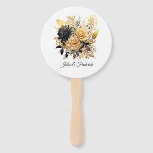 Schwarze und goldene florale Hochzeit Fächer
