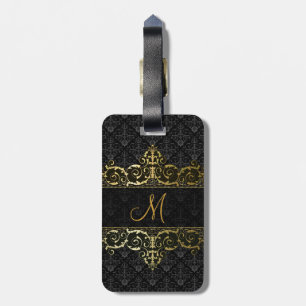 Schwarze und goldene Florentasche und Monogramm Gepäckanhänger