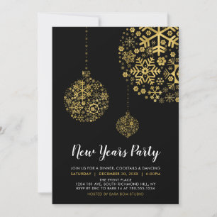 Schwarze und goldene Folie Moderne Silvesterparty Einladung