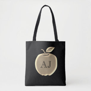 Schwarze und goldene Folien-Apfel-Elegante Monogra