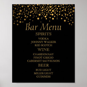 Schwarze und goldene Folien-Konfetti-Punkte - Bar- Poster