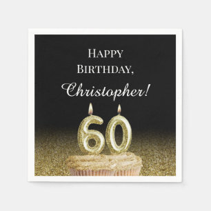 Schwarze und goldene Geburtstagsservietten zum 60. Serviette