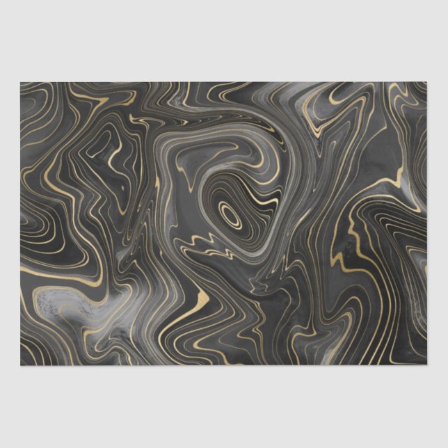 Schwarze und goldene Geode Strata Texturen Seidenpapier (Vorderseite)