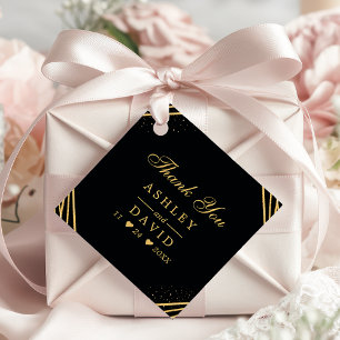 Schwarze und goldene geometrische abstrakte Hochze Geschenkanhänger