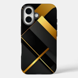 Schwarze und goldene geometrische Kunst iPhone 16 Hülle