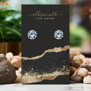 Schwarze und goldene Glitter-Schmuck-Ohrhänger-Aus Visitenkarte