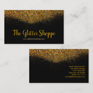 Schwarze und goldene Glitter-Tropfen Visitenkarte