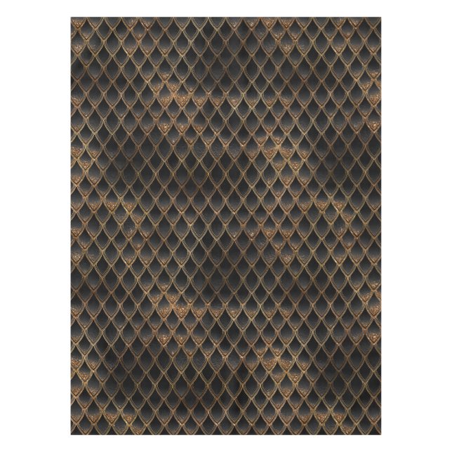 Schwarze und goldene Glitzer-Drachenskala Tischdecke (Vorderseite)