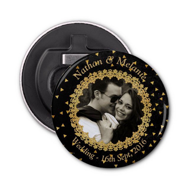 Schwarze und goldene Glitzern Flaschenöffner (Vorderseite)