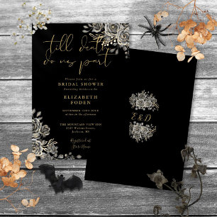 Schwarze und goldene gothische Rosen Floral Brauts Einladung