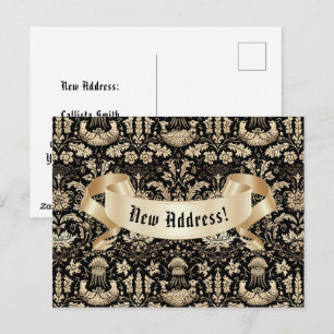 Schwarze und goldene gotische Damast-Änderung der  Postkarte