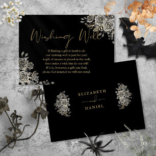 Schwarze und goldene gotische florale Wunschbrunne Begleitkarte