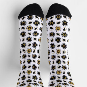 Schwarze und goldene Graduierungsklammern Socken