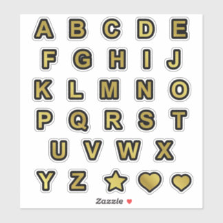Schwarze und goldene Hauptstadt Textbriefe Alphabe Aufkleber