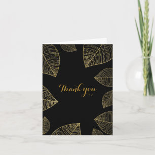 Schwarze und goldene Herbstfieber Blätter Elegant Dankeskarte