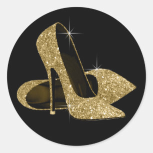 Schwarze und goldene High Heel Schuhaufkleber Runder Aufkleber