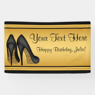 Schwarze und goldene High Heel-Schuhe Geburtstagsf Banner