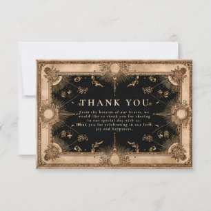 Schwarze und goldene himmlische barocke Hochzeit Dankeskarte