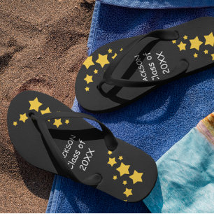 Schwarze und goldene Hochklasse-Flip-Flops Flip Flops