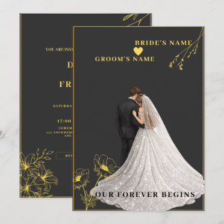 schwarze und goldene Hochzeit Einladung