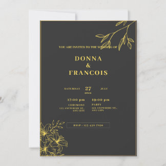 schwarze und goldene Hochzeit Einladung