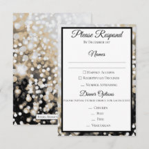 Schwarze und goldene Hochzeits-RSVP-Karte