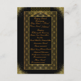 Schwarze und goldene Hochzeitsdetails Karte | Eleg