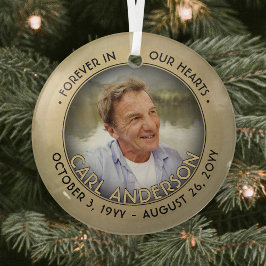 Schwarze und goldene Imitate für alle Text-1-Foto- Ornament Aus Glas