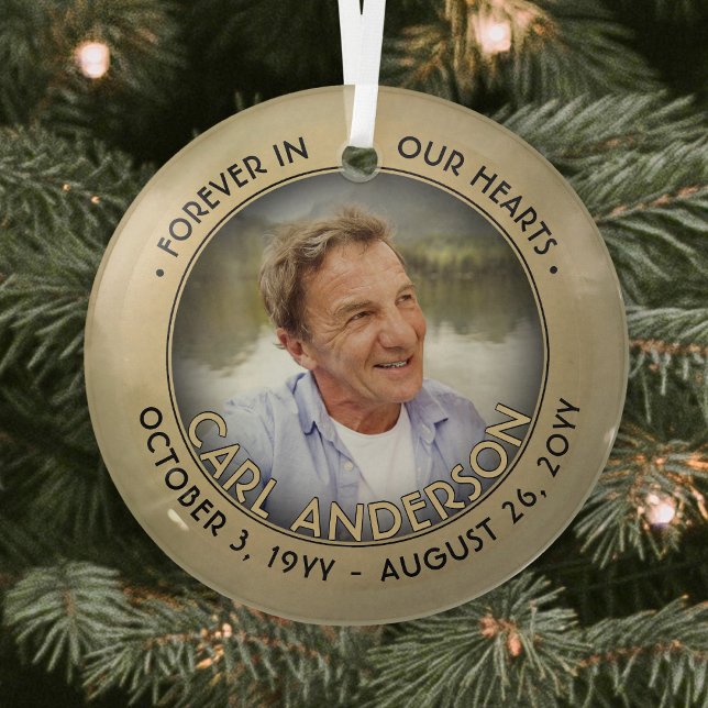 Schwarze und goldene Imitate für alle Text-1-Foto- Ornament Aus Glas (Von Creator hochgeladen)