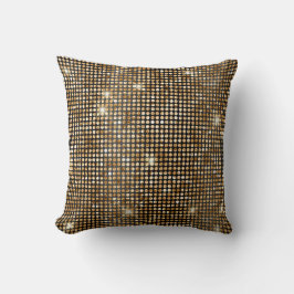 Schwarze und goldene Imitate Glitzer Glam Dots Kissen