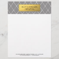 Schwarze und goldene Imitate Zickzack Letterhead